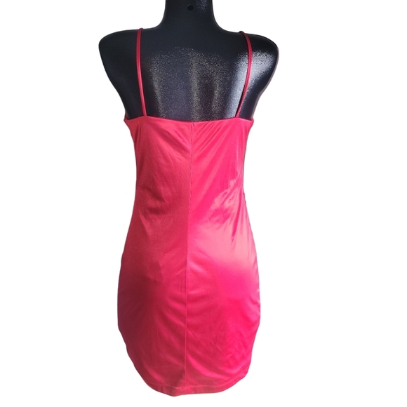 City Triangles Red Ruched Bodycon Cocktail Dress L - Picture 6 of 8